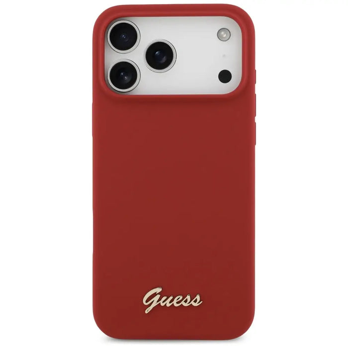 Калъф Guess Silicone Script Metal Logo MagSafe за iPhone 17
