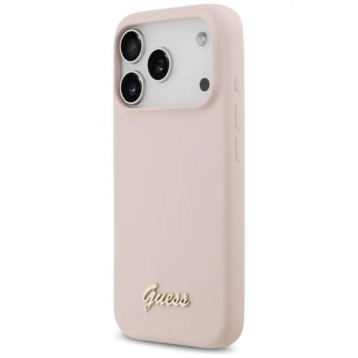 Калъф Guess Silicone Script Metal Logo MagSafe за iPhone 17