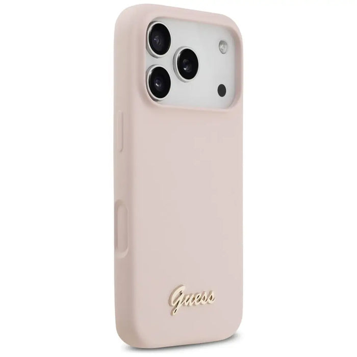 Калъф Guess Silicone Script Metal Logo MagSafe за iPhone 17