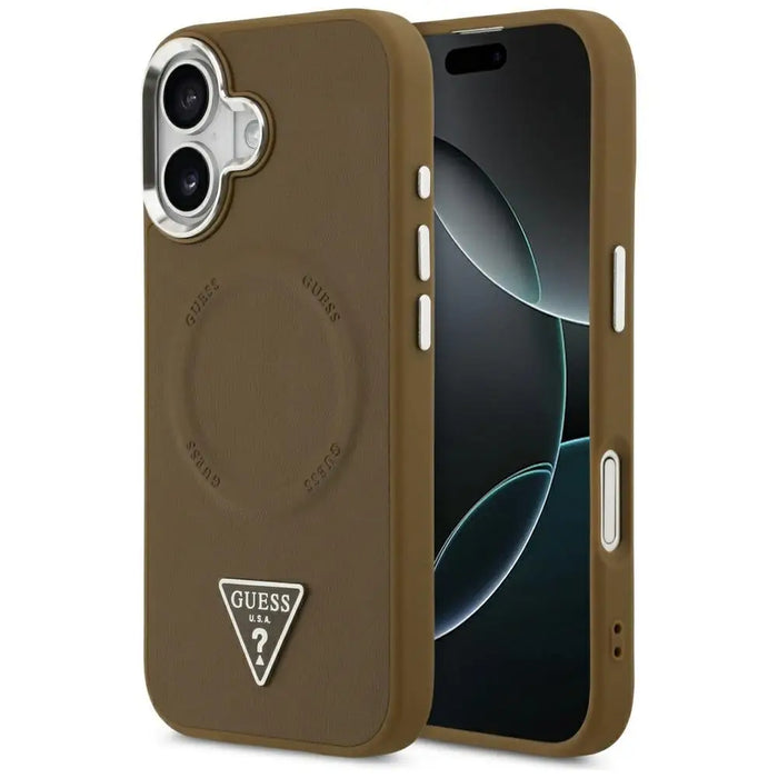 Калъф Guess Triangle Logo MagSafe за iPhone 17 - кафяв