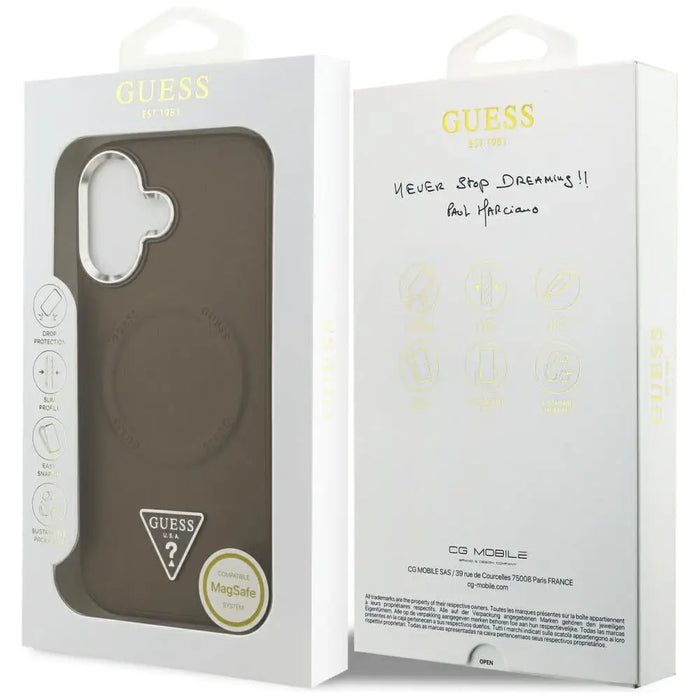 Калъф Guess Triangle Logo MagSafe за iPhone 17 - кафяв