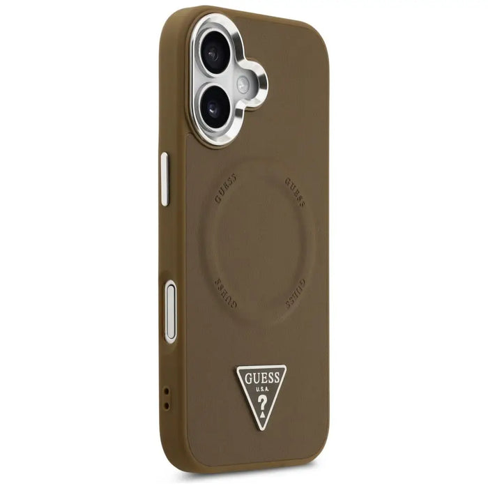 Калъф Guess Triangle Logo MagSafe за iPhone 17 - кафяв