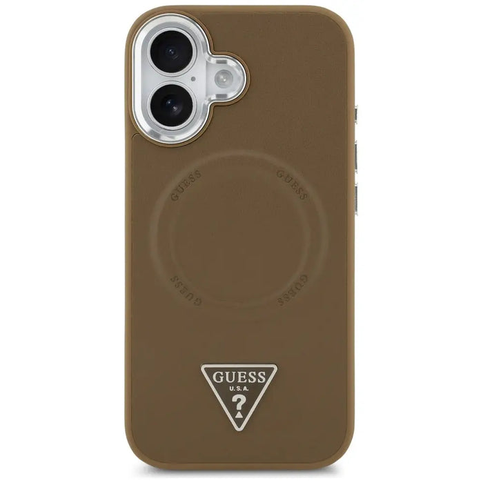 Калъф Guess Triangle Logo MagSafe за iPhone 17 - кафяв