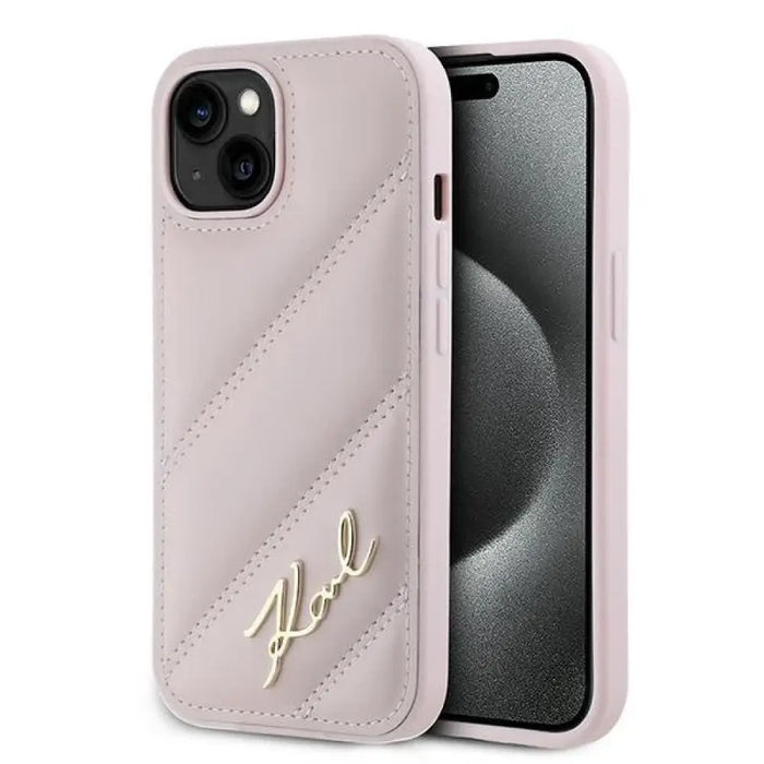 Калъф Karl Lagerfeld Diagonal Quilted Script за iPhone 14