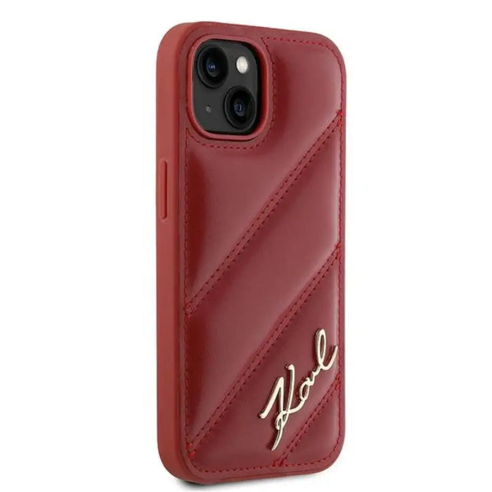 Калъф Karl Lagerfeld Diagonal Quilted Script за iPhone 15