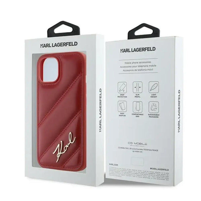 Калъф Karl Lagerfeld Diagonal Quilted Script за iPhone 15