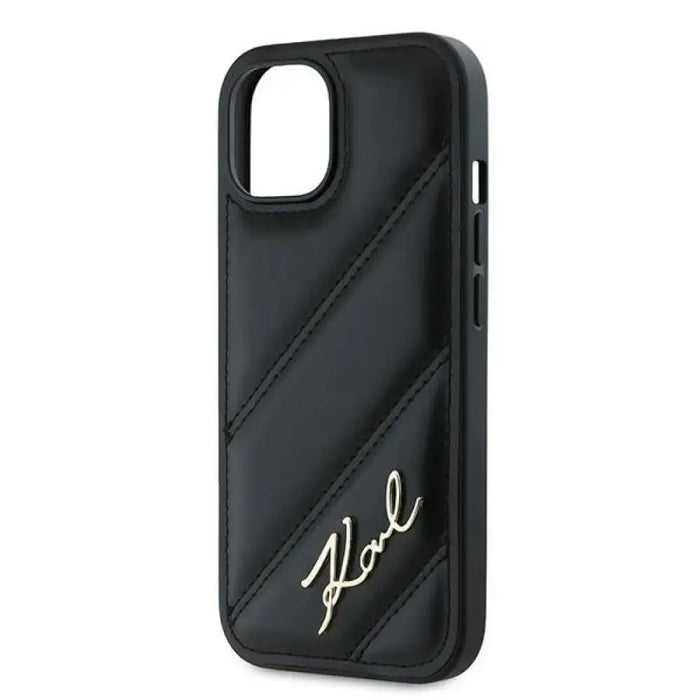 Калъф Karl Lagerfeld Diagonal Quilted Script за iPhone 15