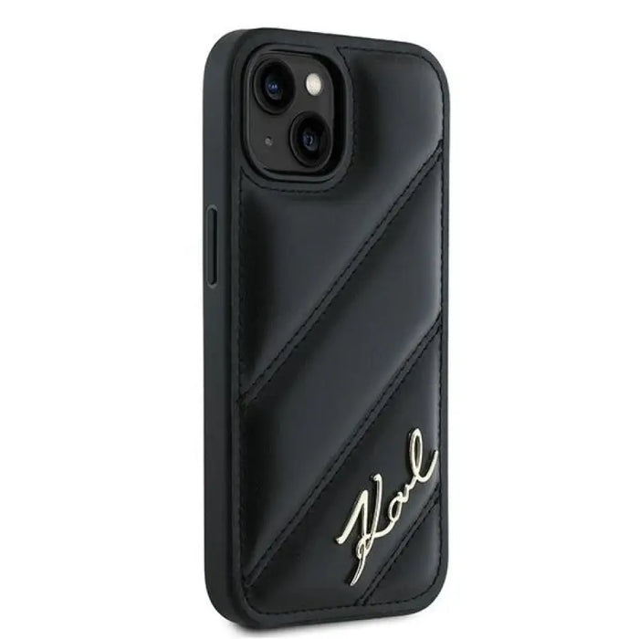 Калъф Karl Lagerfeld Diagonal Quilted Script за iPhone 15