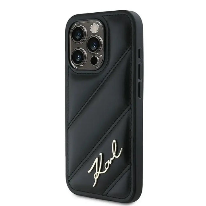 Калъф Karl Lagerfeld Diagonal Quilted Script за iPhone 15