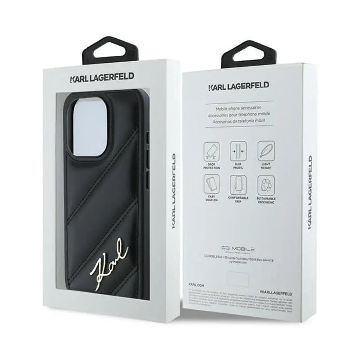 Калъф Karl Lagerfeld Diagonal Quilted Script за iPhone 15