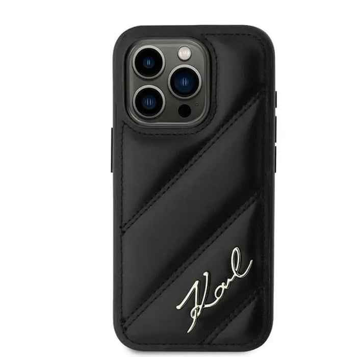 Калъф Karl Lagerfeld Diagonal Quilted Script за iPhone 15