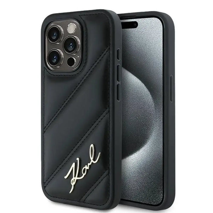 Калъф Karl Lagerfeld Diagonal Quilted Script за iPhone 15
