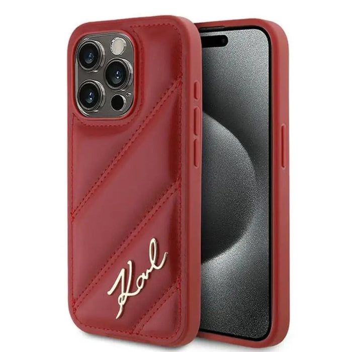 Калъф Karl Lagerfeld Diagonal Quilted Script за iPhone 15