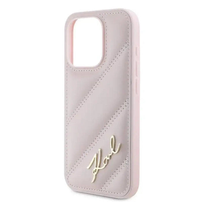 Калъф Karl Lagerfeld Diagonal Quilted Script за iPhone 15