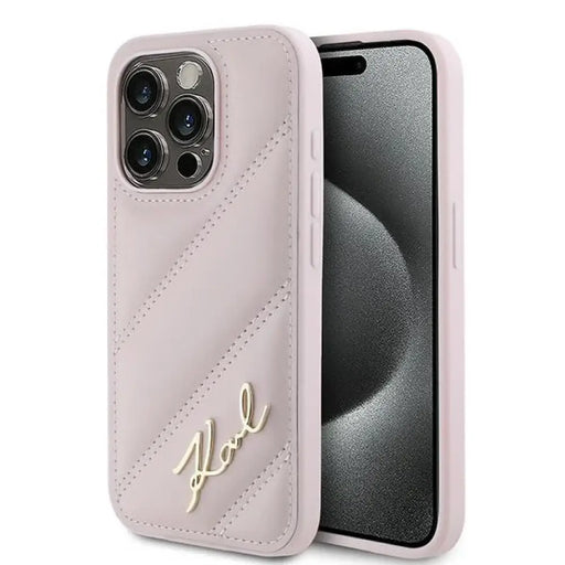 Калъф Karl Lagerfeld Diagonal Quilted Script за iPhone 15