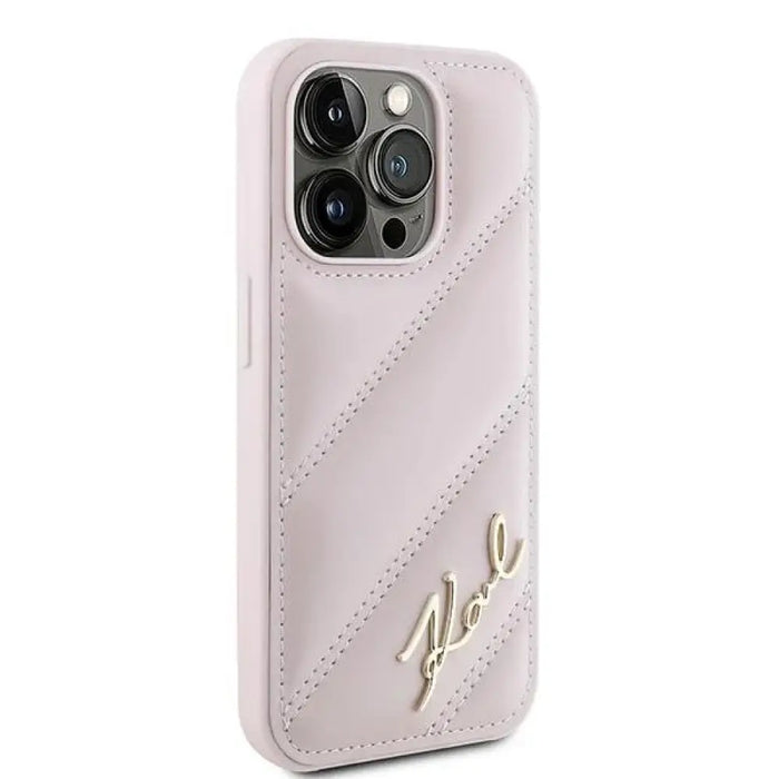Калъф Karl Lagerfeld Diagonal Quilted Script за iPhone 15
