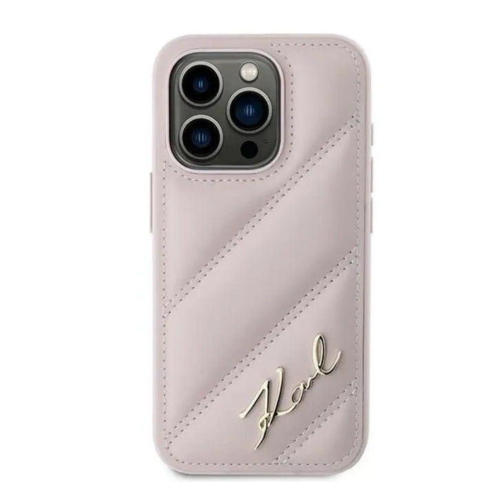 Калъф Karl Lagerfeld Diagonal Quilted Script за iPhone 15