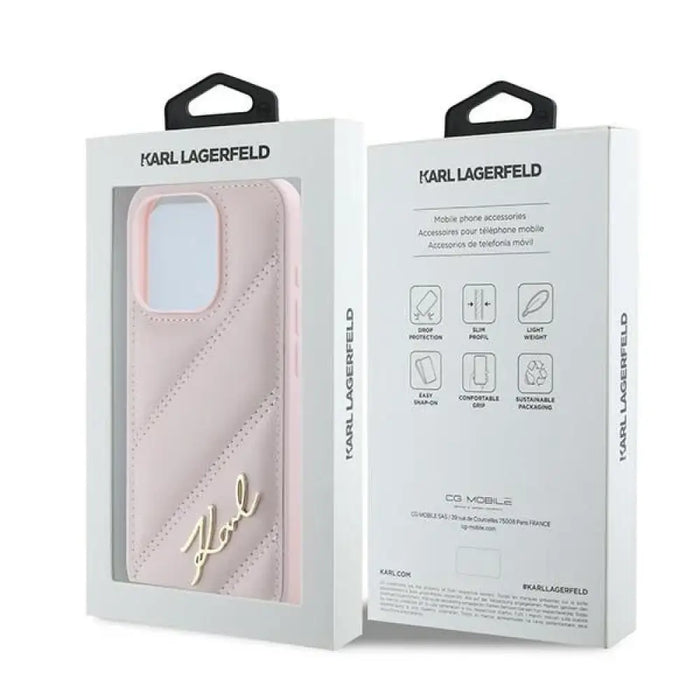 Калъф Karl Lagerfeld Diagonal Quilted Script за iPhone 15