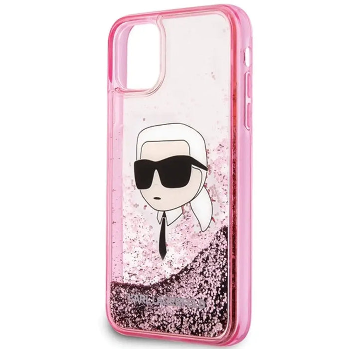 Калъф Karl Lagerfeld Glitter Karl Head iPhone 11/XR - розов
