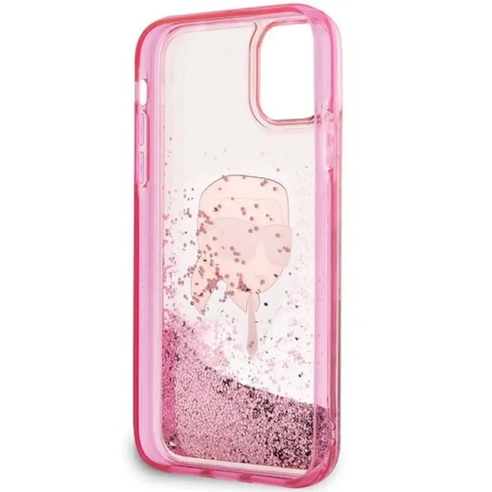 Калъф Karl Lagerfeld Glitter Karl Head iPhone 11/XR - розов