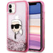 Калъф Karl Lagerfeld Glitter Karl Head iPhone 11/XR - розов