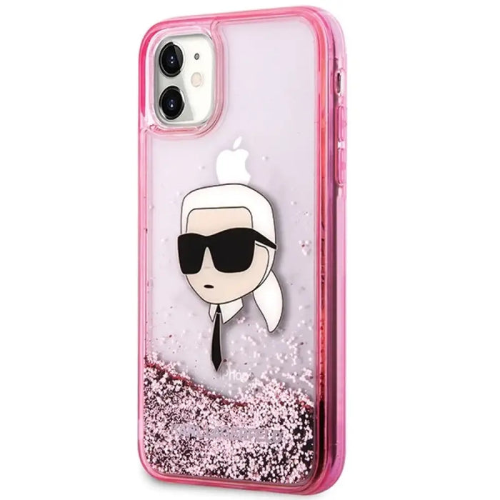 Калъф Karl Lagerfeld Glitter Karl Head iPhone 11/XR - розов