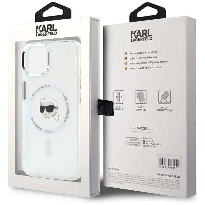Калъф Karl Lagerfeld IML Metal Karl Head MagSafe за iPhone