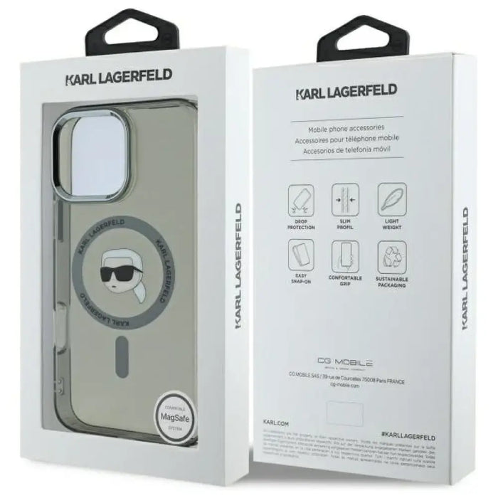 Калъф Karl Lagerfeld IML Metal Karl Head MagSafe за iPhone
