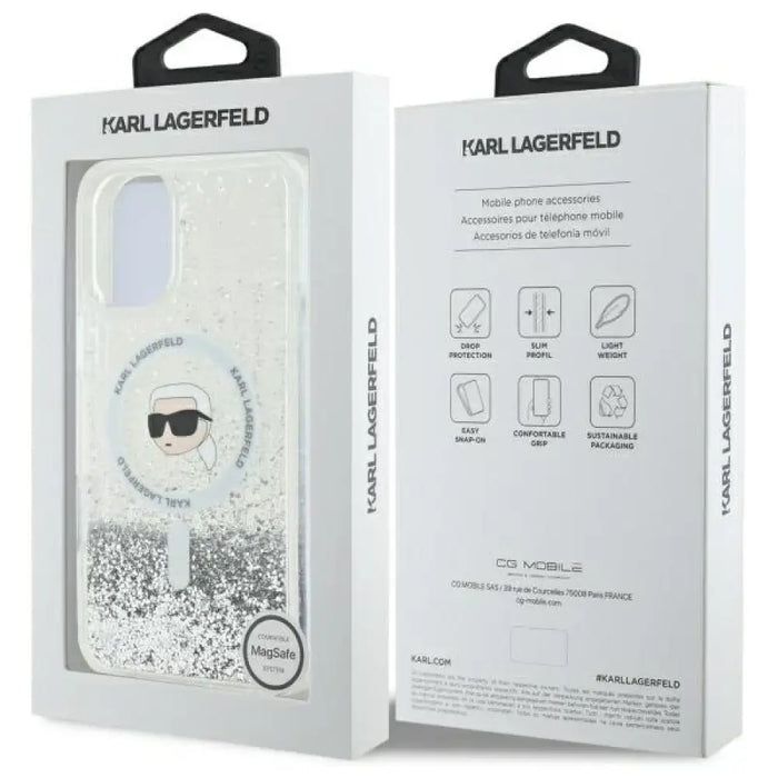 Калъф Karl Lagerfeld Liquid Glitter Karl Head Magsafe