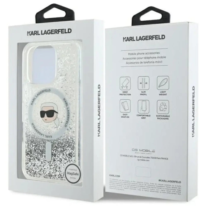Калъф Karl Lagerfeld Liquid Glitter Karl Head Magsafe