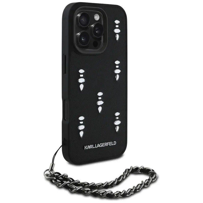 Калъф Karl Lagerfeld Saffiano Crystals с верижка за iPhone