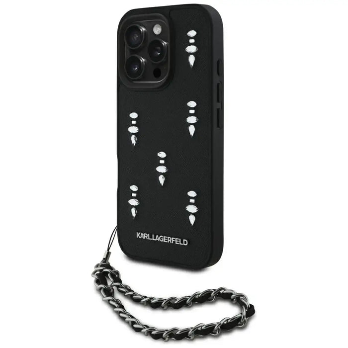 Калъф Karl Lagerfeld Saffiano Crystals с верижка за iPhone