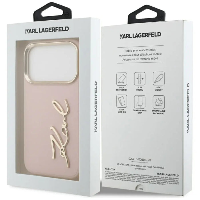 Калъф Karl Lagerfeld Karl Script Logo iPhone 17 Pro - розов