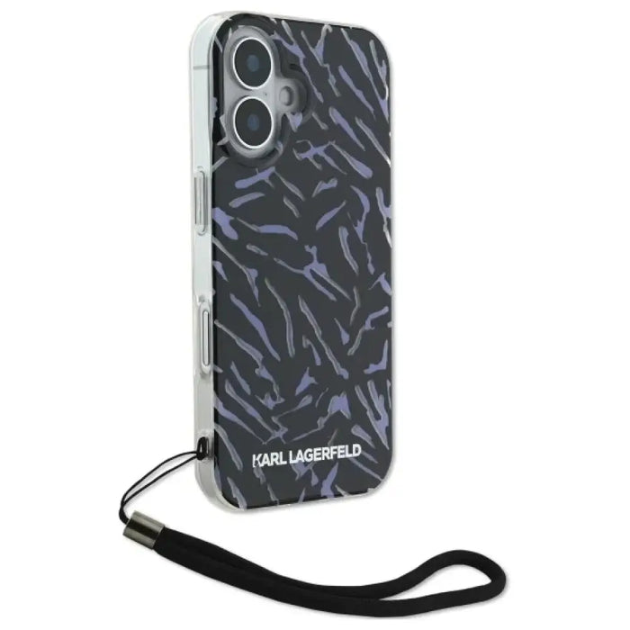 Калъф Karl Lagerfeld Zebra With Cord iPhone 16 - лилав