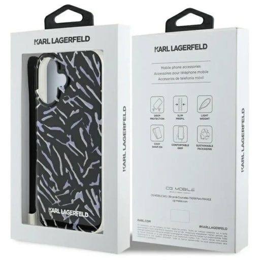 Калъф Karl Lagerfeld Zebra With Cord iPhone 16 Plus - лилав