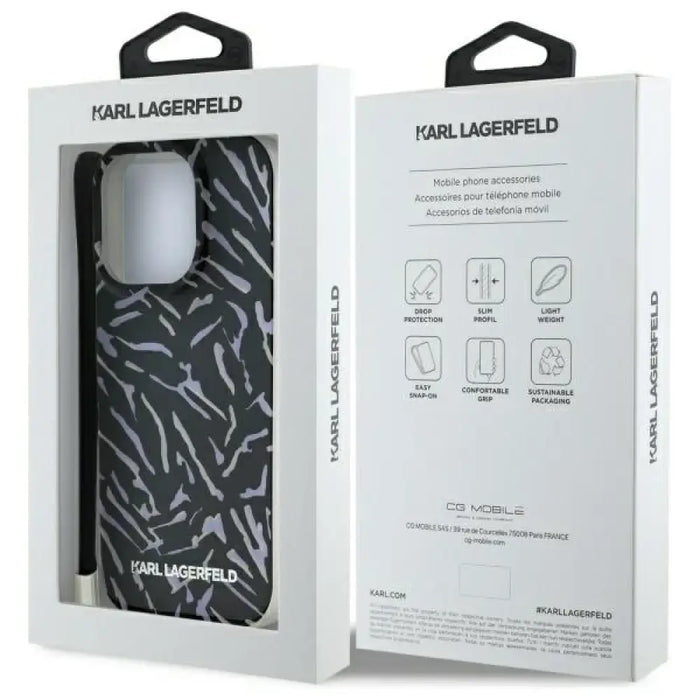 Калъф Karl Lagerfeld Zebra With Cord iPhone 16 Pro - лилав
