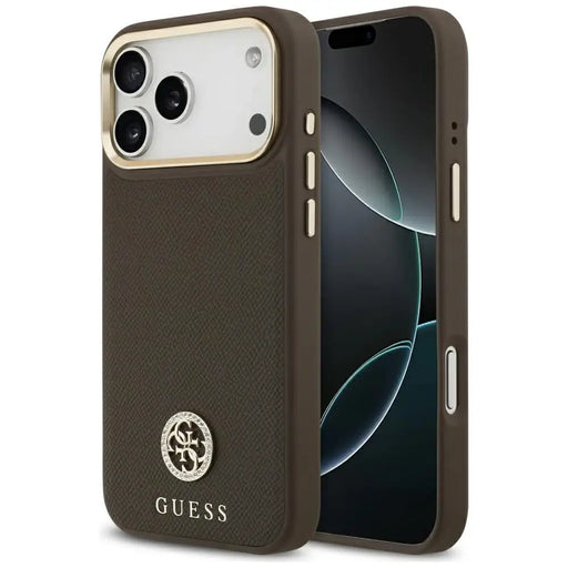 Калъф MagSafe с лого на Guess Grained Strass за iPhone 17