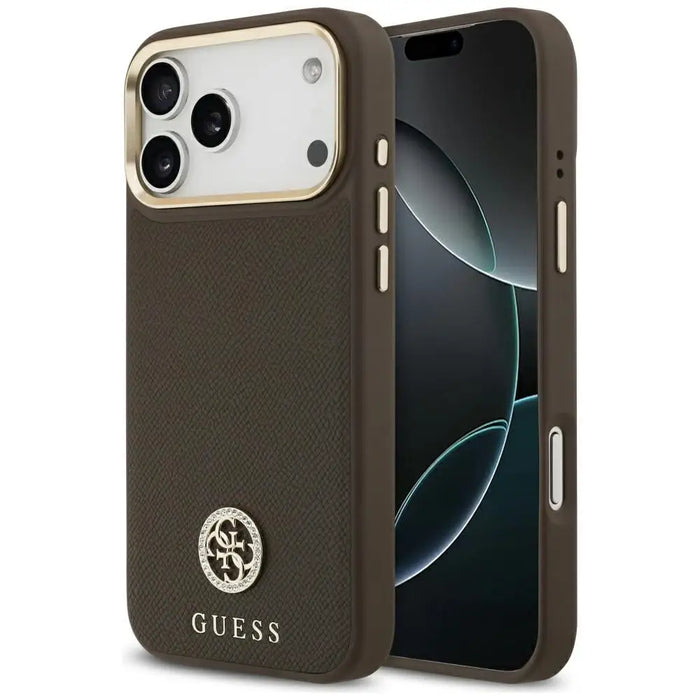 Калъф MagSafe с лого на Guess Grained Strass за iPhone 17