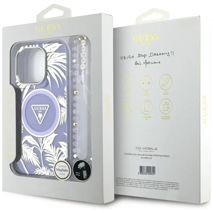 Калъф MagSafe с триъгълна перлена каишка Guess Palm Trees
