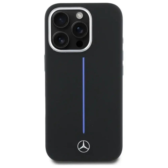 Калъф Mercedes Silicone Blue Stripe MagSafe iPhone 16 Pro