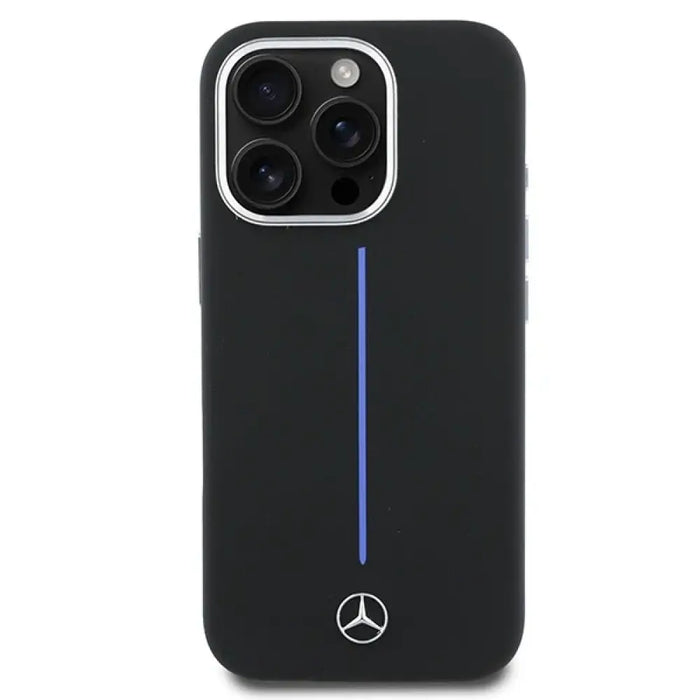 Калъф Mercedes Silicone Blue Stripe MagSafe за iPhone 16