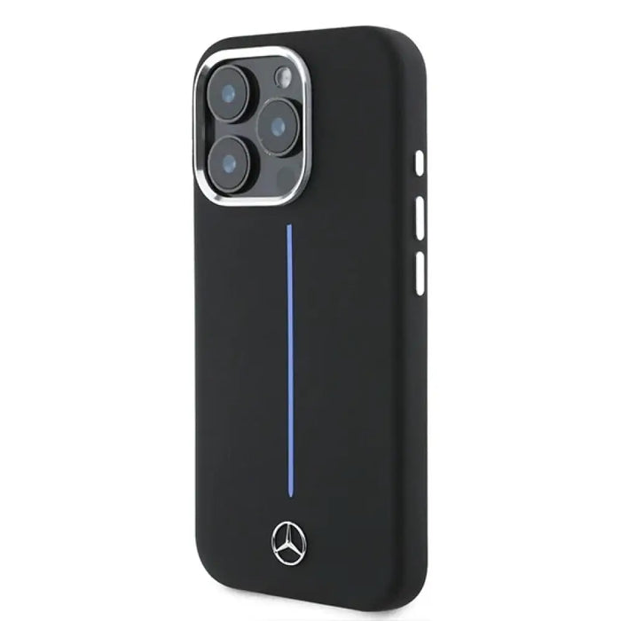 Калъф Mercedes Silicone Blue Stripe MagSafe за iPhone 16
