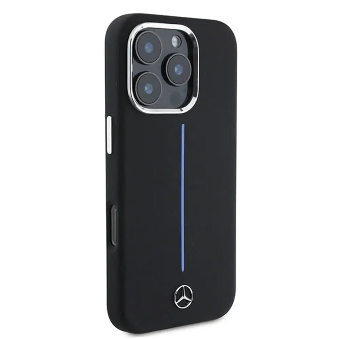 Калъф Mercedes Silicone Blue Stripe MagSafe за iPhone 16