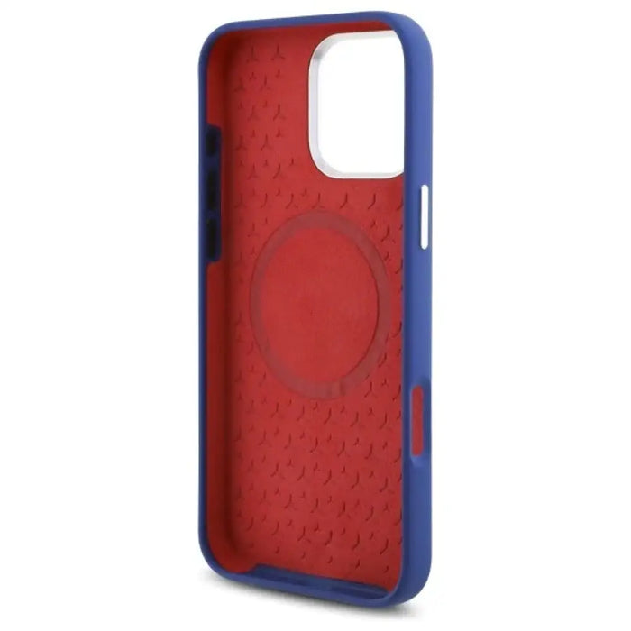 Калъф Mercedes Silicone Red Stripe MagSafe за iPhone 16 Pro