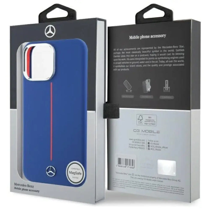 Калъф Mercedes Silicone Red Stripe MagSafe за iPhone 16 Pro