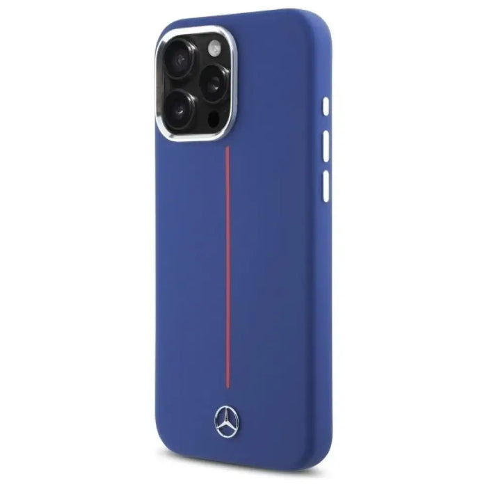 Калъф Mercedes Silicone Red Stripe MagSafe за iPhone 16 Pro