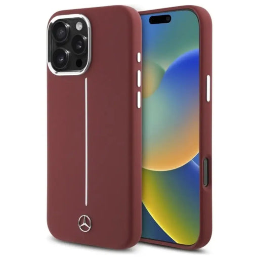 Калъф Mercedes Silicone White Stripe MagSafe за iPhone 16