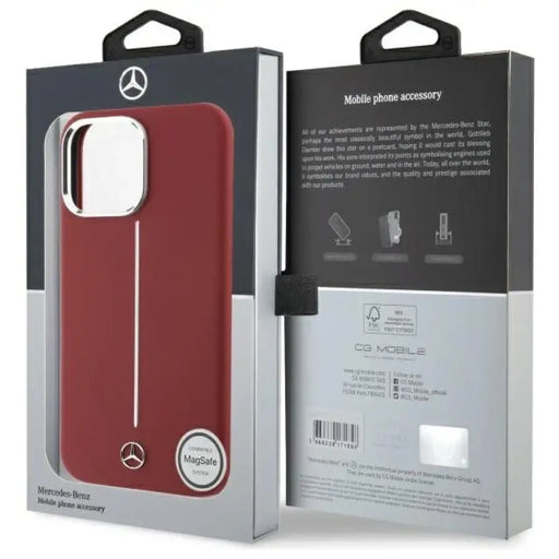 Калъф Mercedes Silicone White Stripe MagSafe за iPhone 16