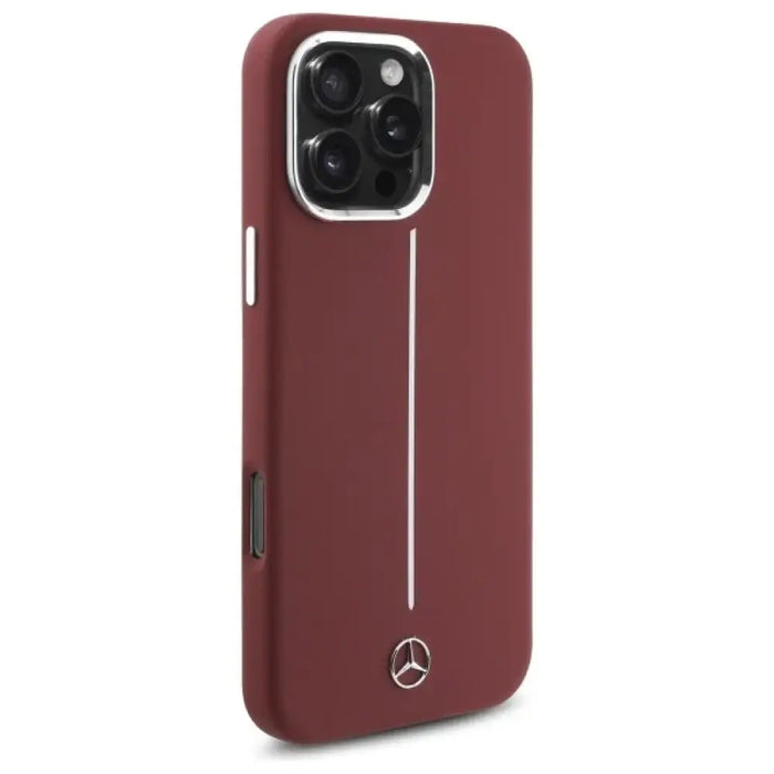 Калъф Mercedes Silicone White Stripe MagSafe за iPhone 16