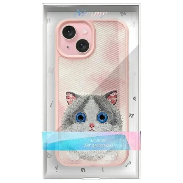 Калъф Nimmy Big Eyed Pet 2.0 Cat за iPhone 15 - розов